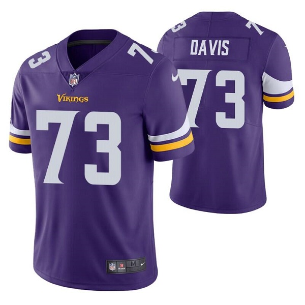 Men's Minnesota Vikings #73 Jesse Davis Purple Vapor Untouchable Stitched Jersey